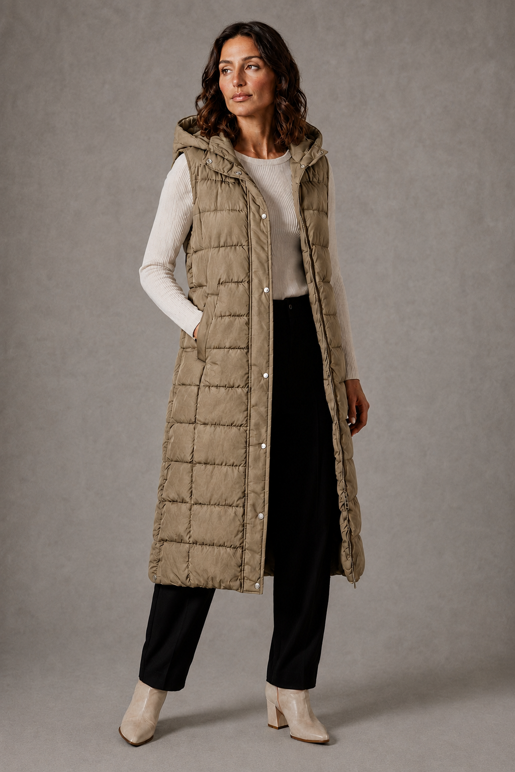 MOREAU LYON | GILET LONGUE À CAPUCHE POUR FEMMES