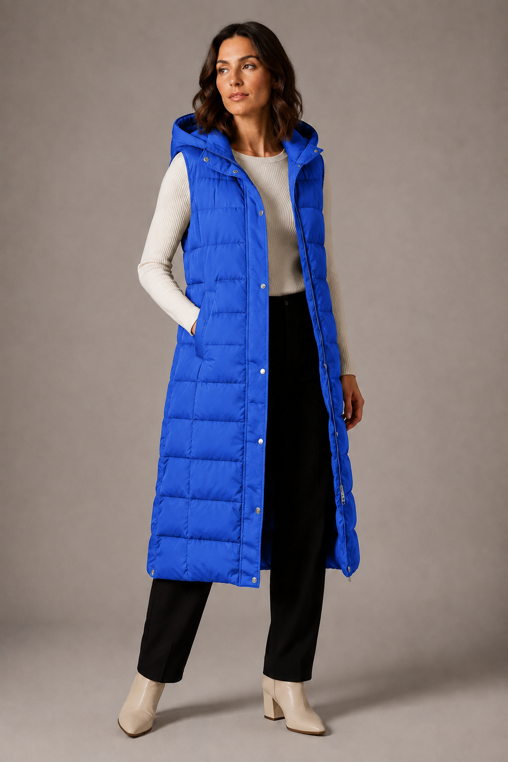 MOREAU LYON | GILET LONGUE À CAPUCHE POUR FEMMES