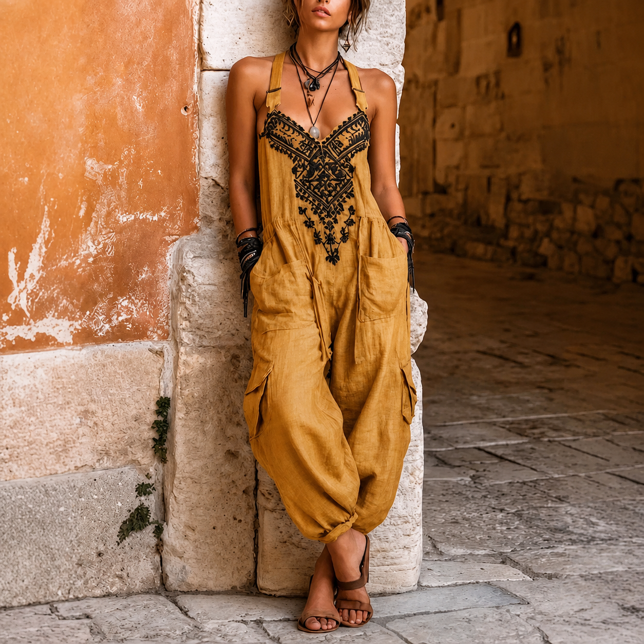 MOREAU LYON | SALOPETTE BRODÉE BOHO POUR FEMMES