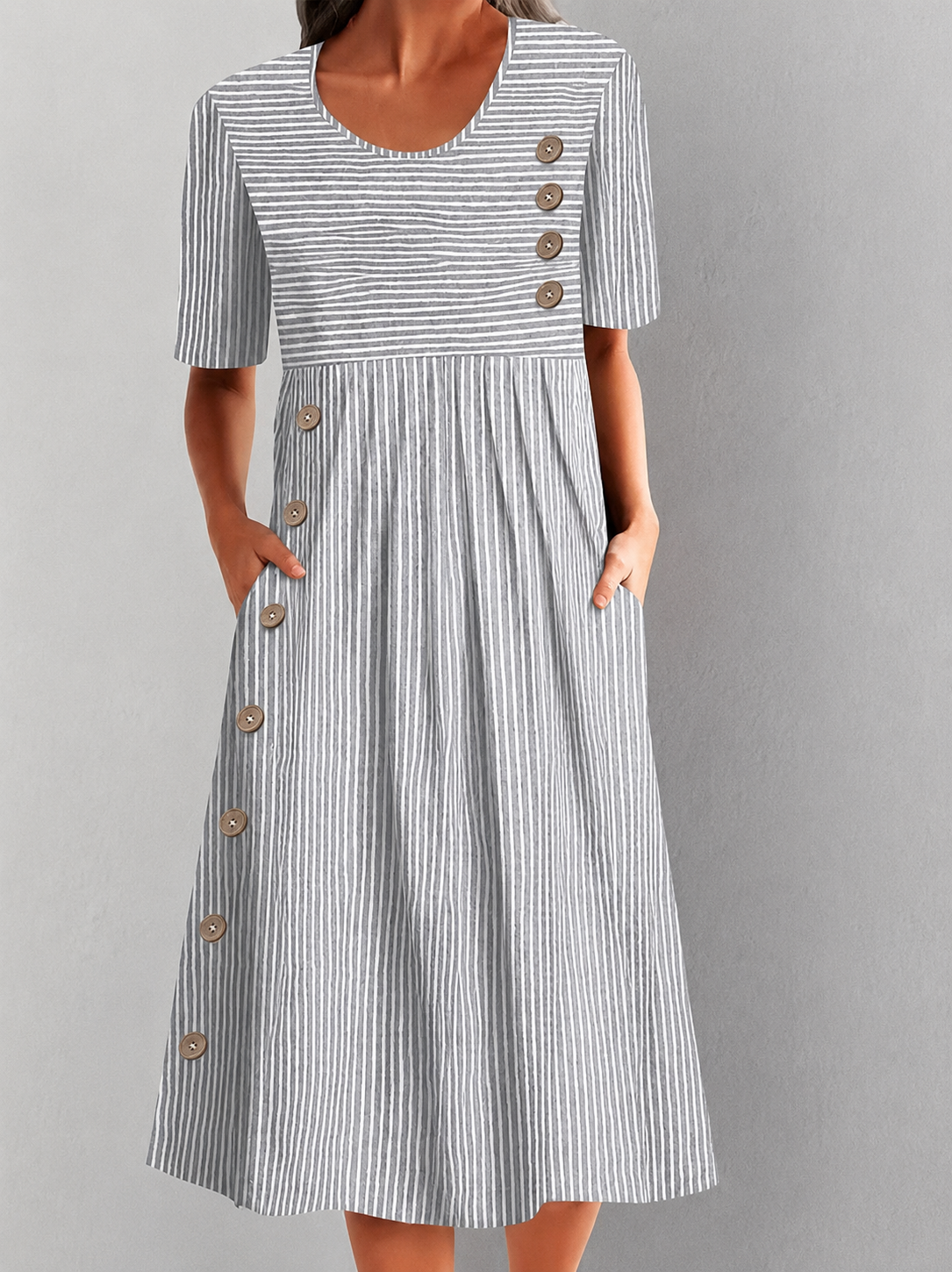 MOREAU LYON | ROBE RAYÉE CLASSIQUE POUR FEMMES