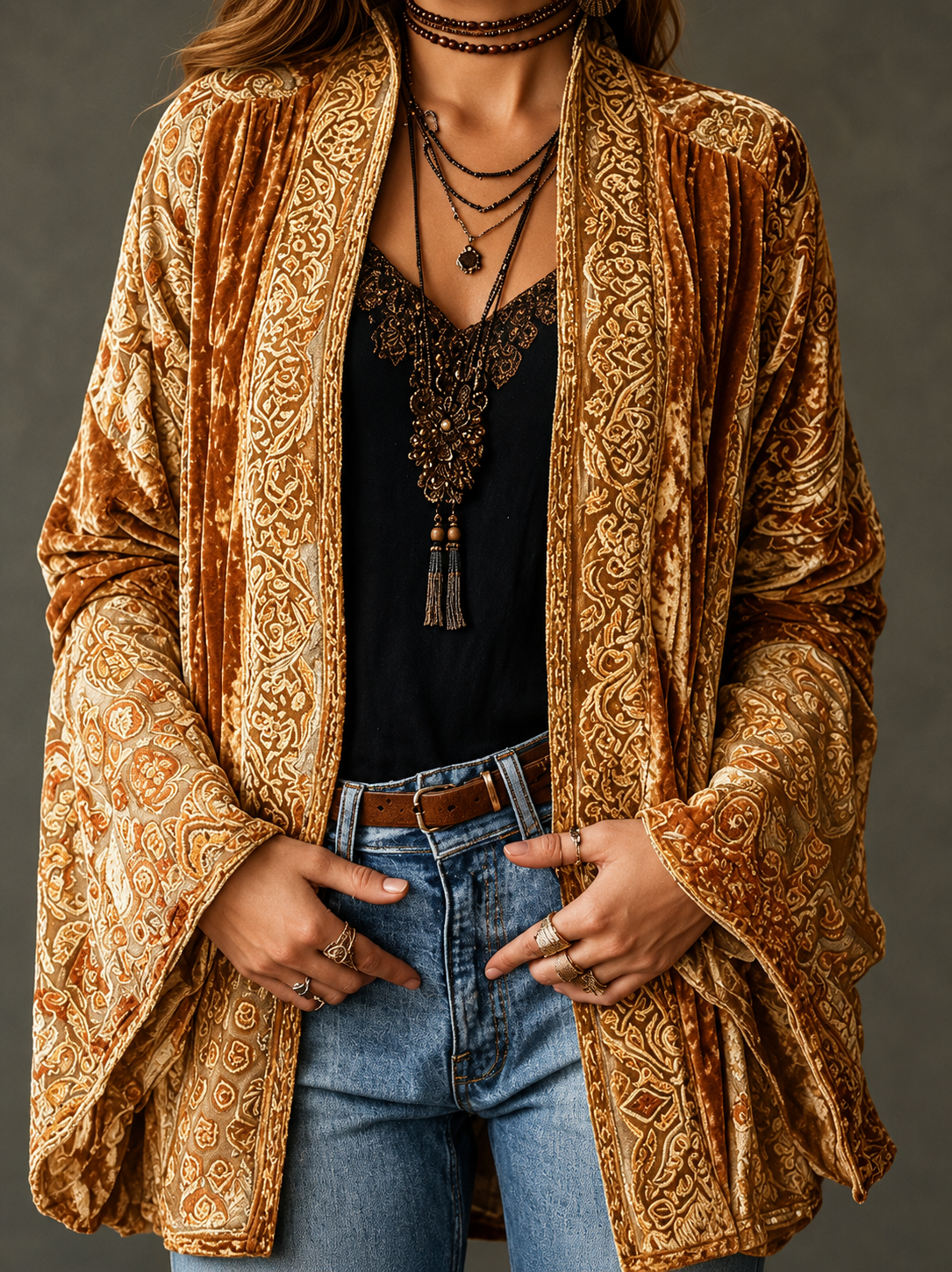 MOREAU LYON | VESTE BOHO EN VELOURS POUR FEMMES