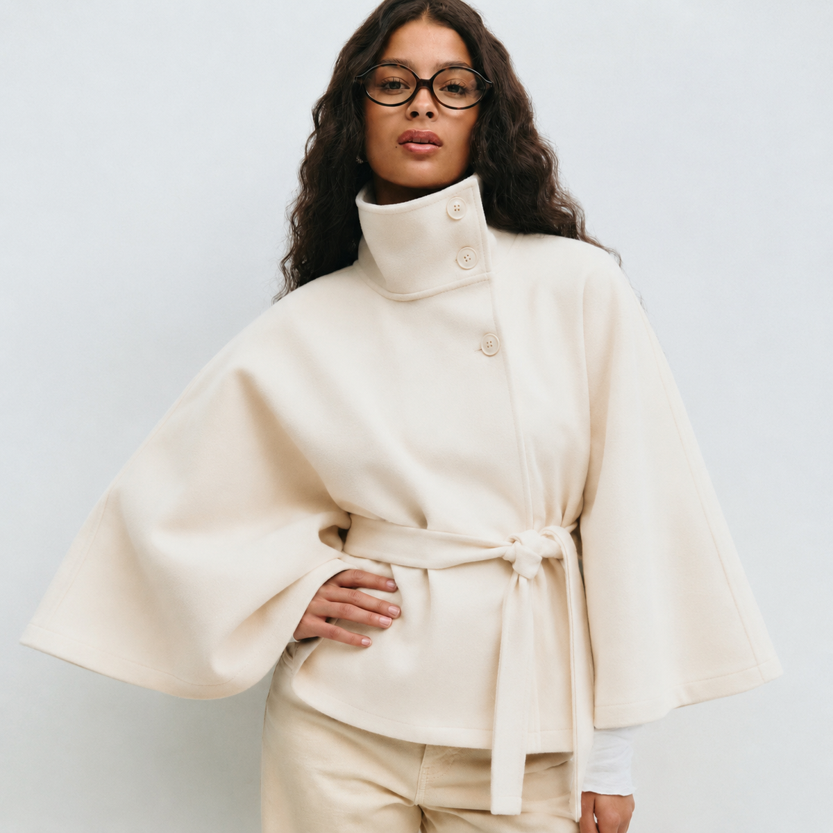 MOREAU LYON | MANTEAU CAPE À CEINTURE POUR FEMMES