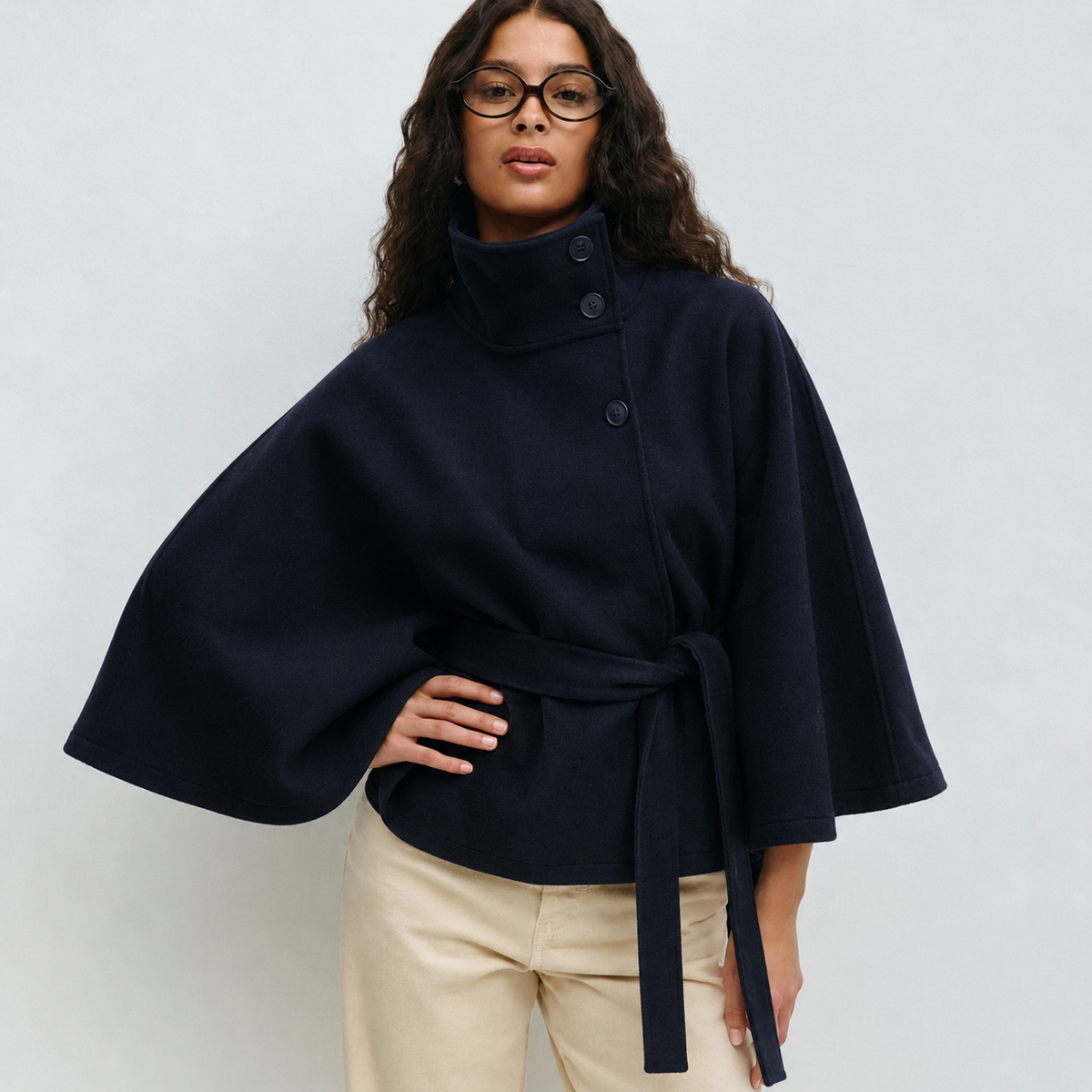 MOREAU LYON | MANTEAU CAPE À CEINTURE POUR FEMMES