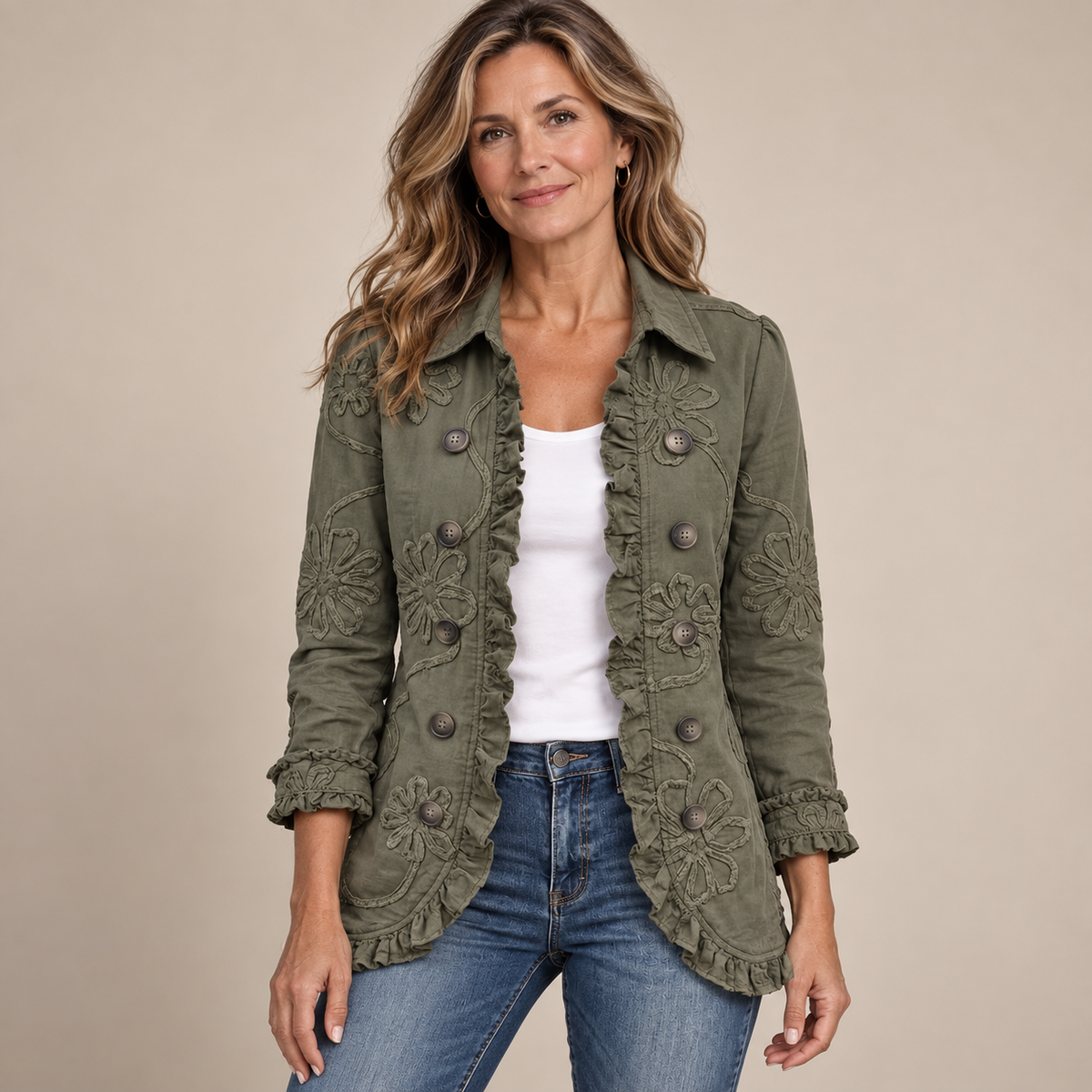 MOREAU LYON | VESTE BRODÉE À VOLANTS POUR FEMMES
