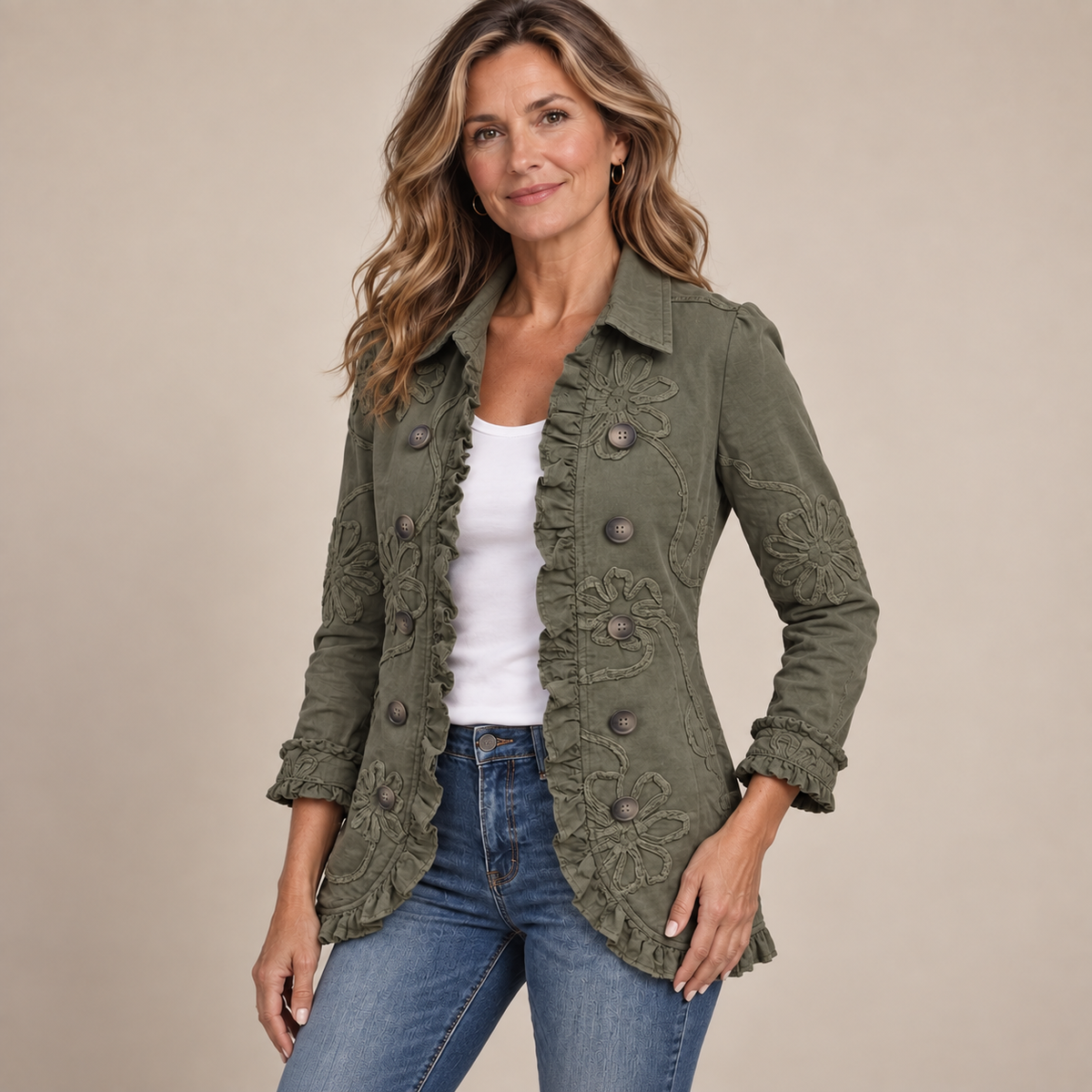 MOREAU LYON | VESTE BRODÉE À VOLANTS POUR FEMMES