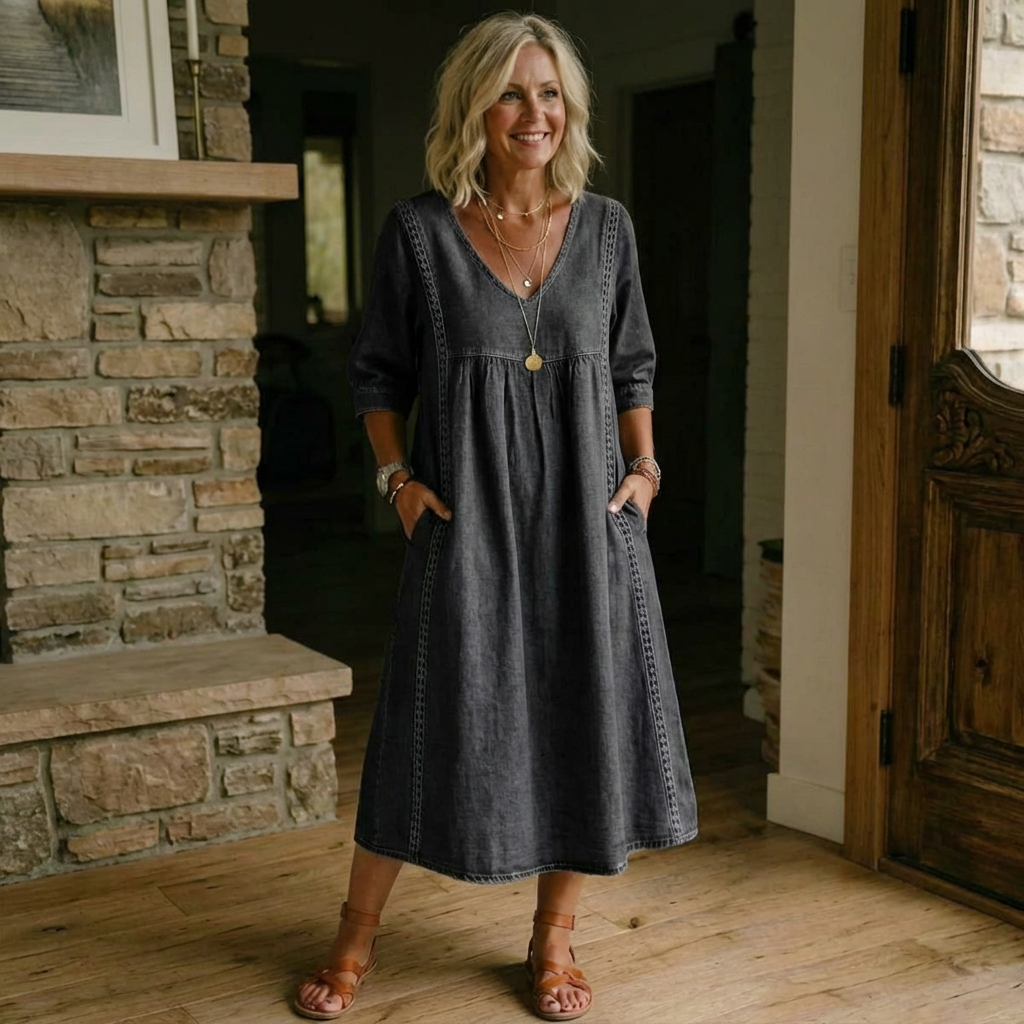MOREAU LYON | ROBE EN DENIM ANCIEN À COUPE LOOSE POUR FEMMES