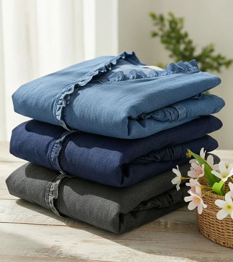 MOREAU LYON | BLOUSE EN DENIM COL V POUR FEMME