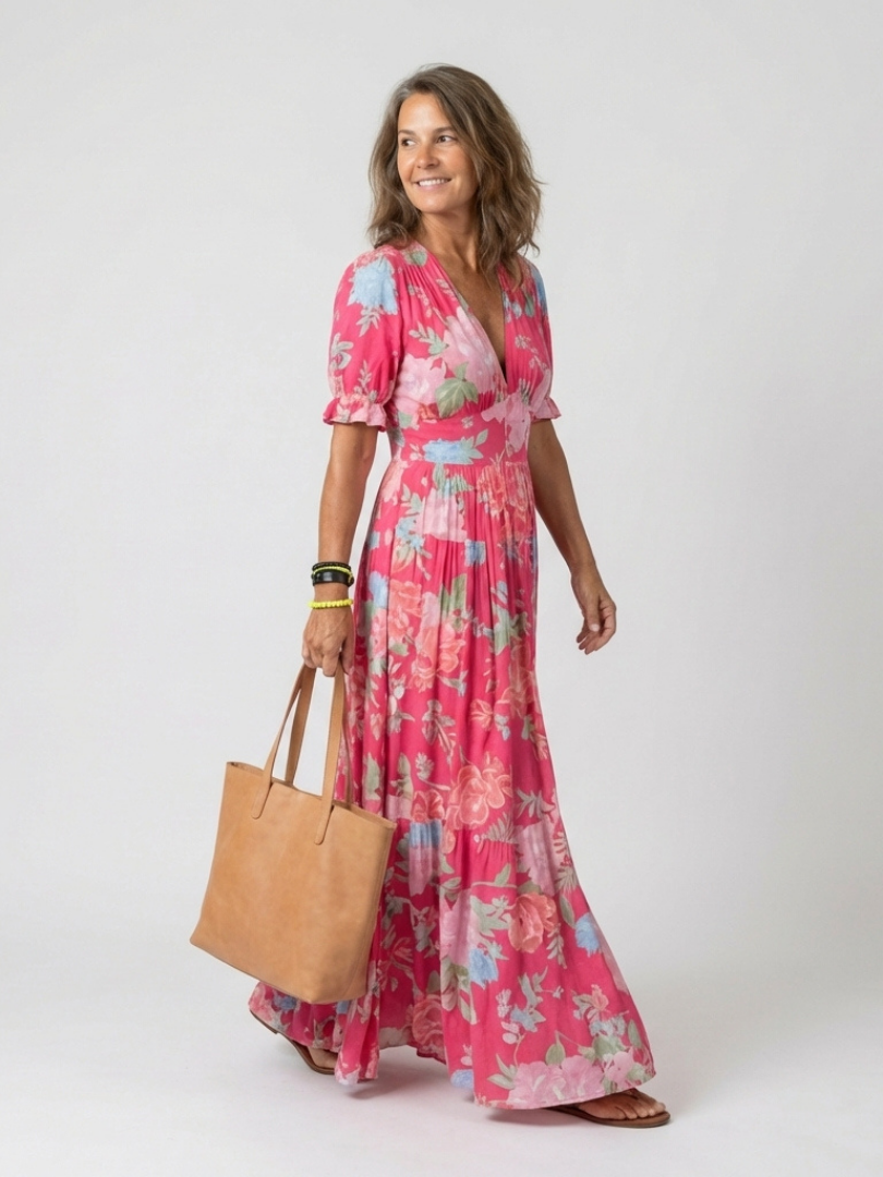 MOREAU LYON | CHIC ROBE MAXI FLORALE POUR FEMMES