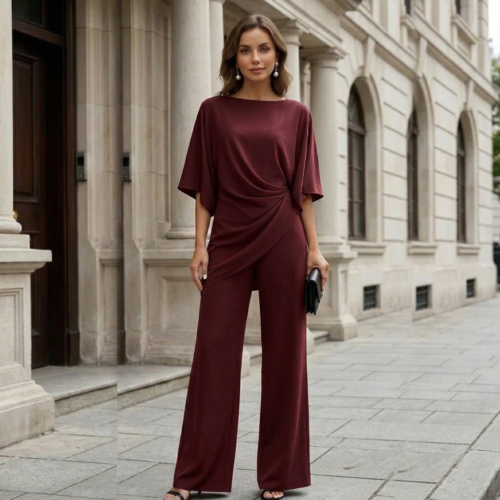 MOREAU LYON | ENSEMBLE DEUX PIÈCES À JAMBES LARGES DRAPÉ POUR FEMMES