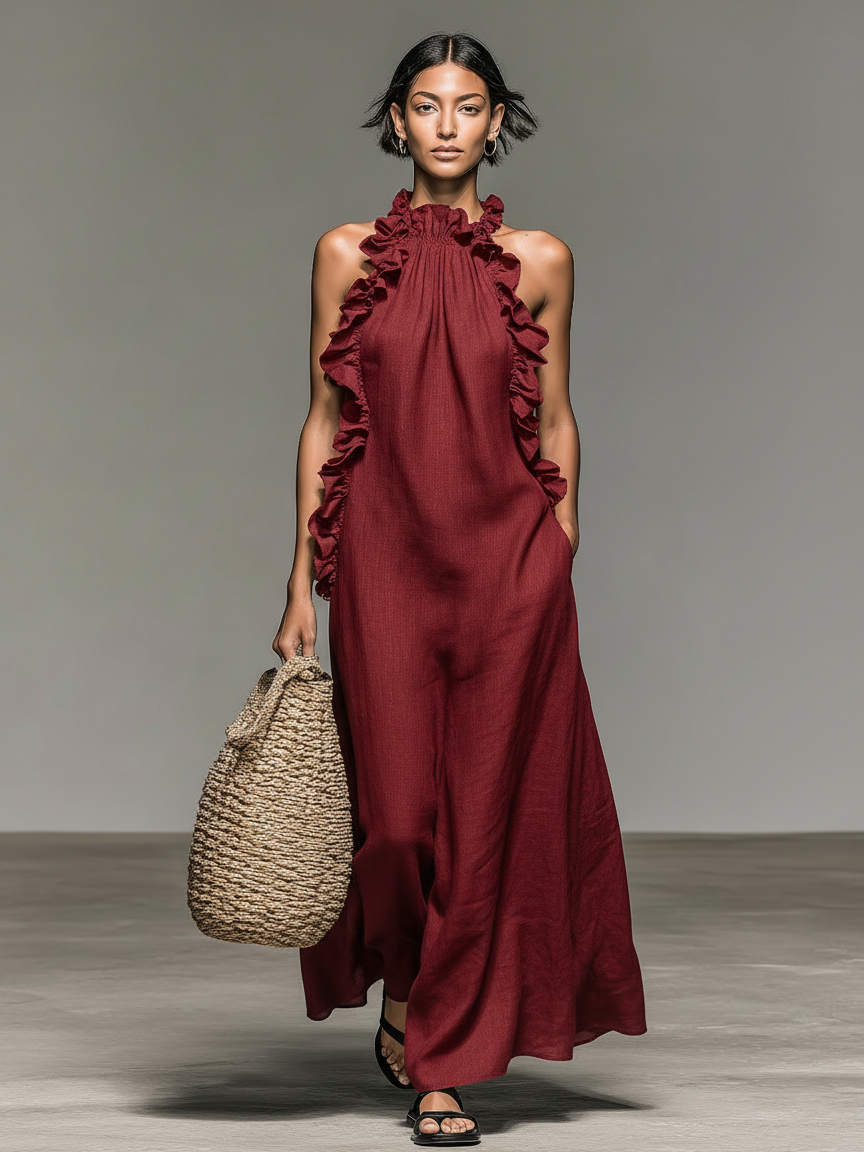 MOREAU LYON | ROBE MAXI VOLANTÉE POUR FEMMES