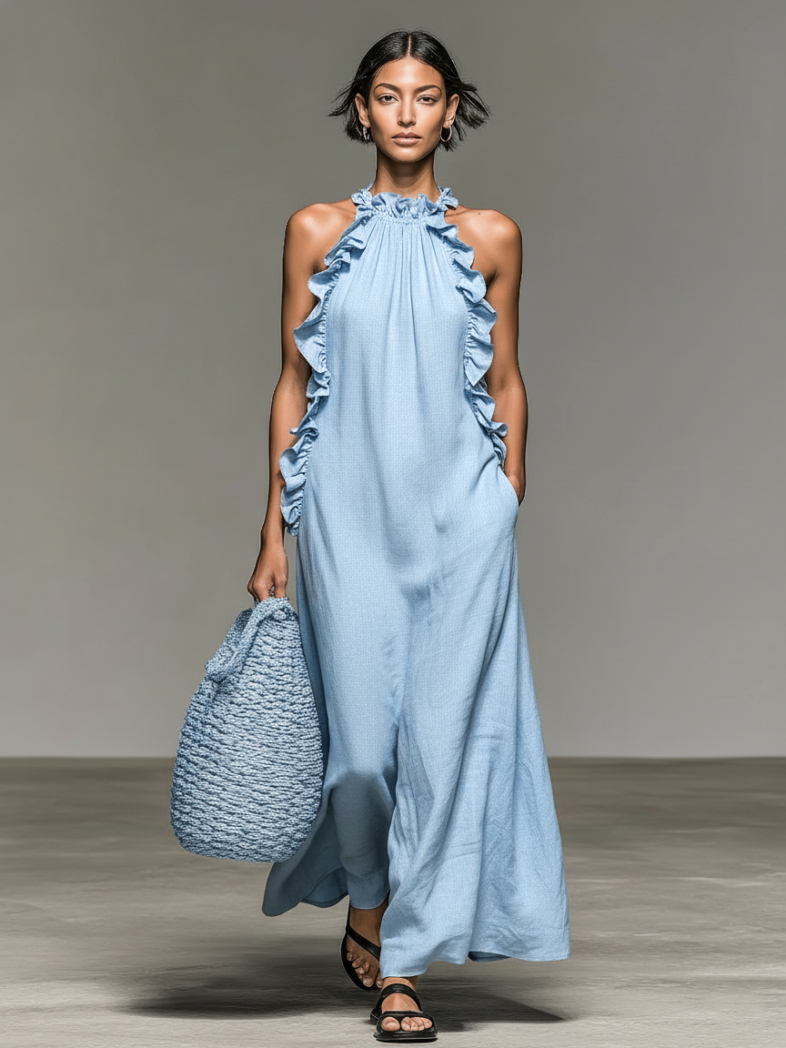 MOREAU LYON | ROBE MAXI VOLANTÉE POUR FEMMES