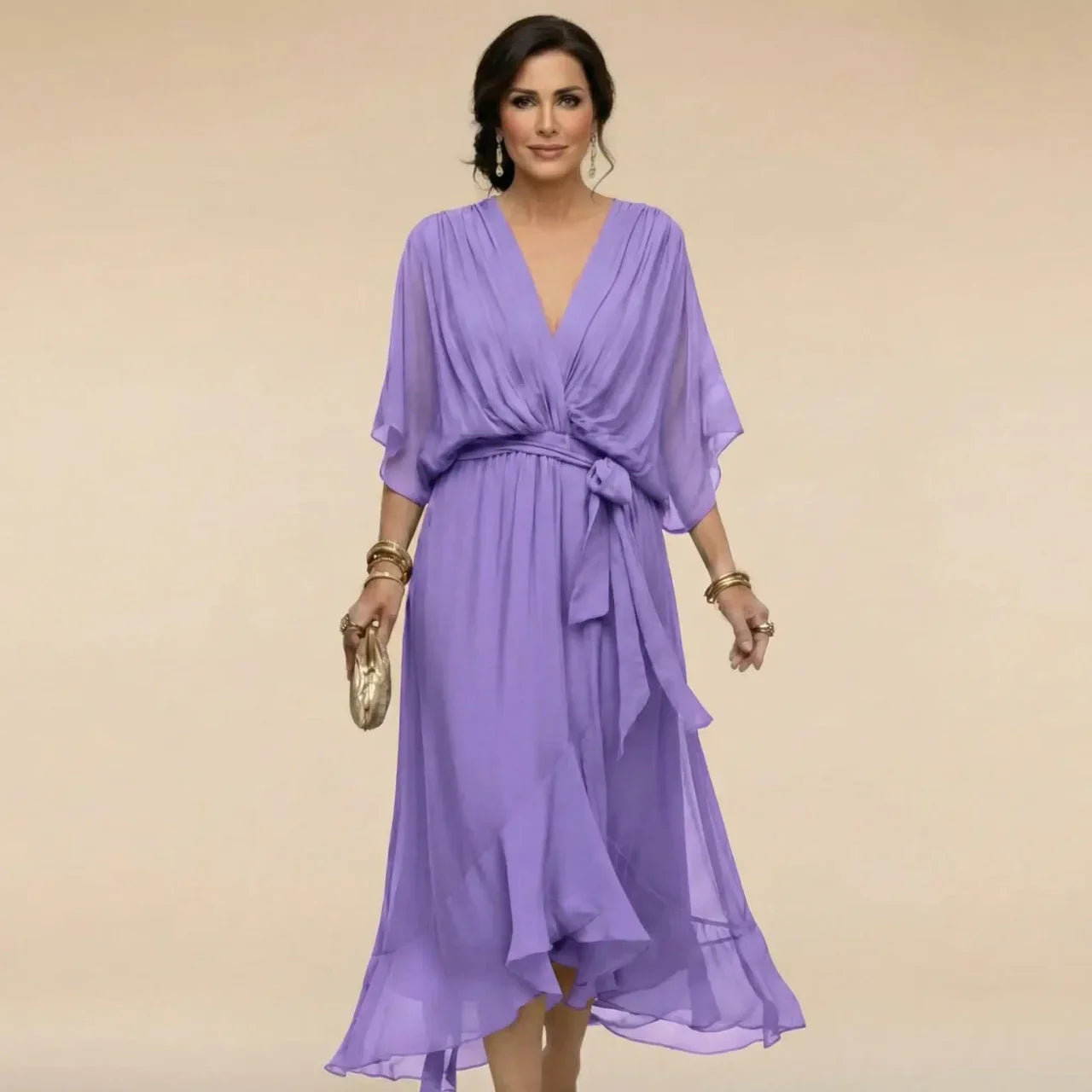 MOREAU LYON | ROBE EN CHIFFON V POUR FEMMES