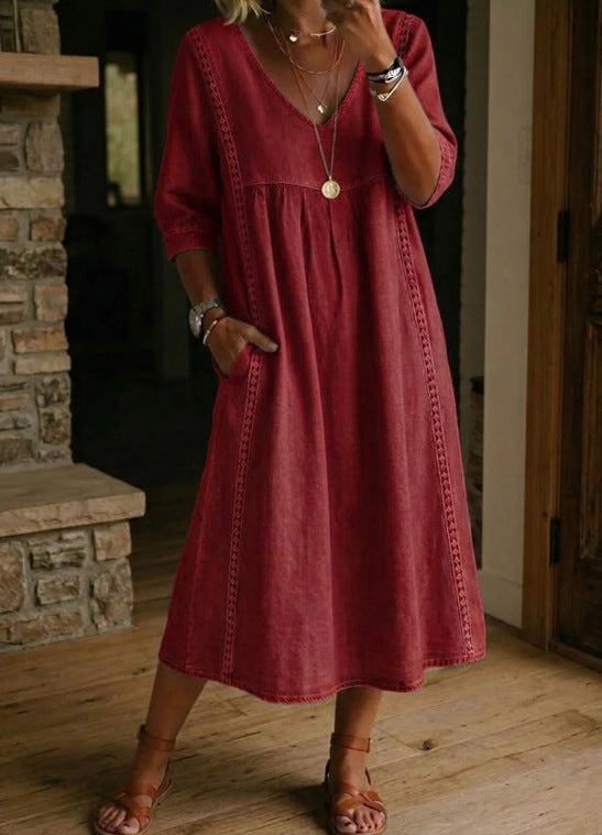 MOREAU LYON | ROBE MIDI CLASSIQUE COL V FEMME