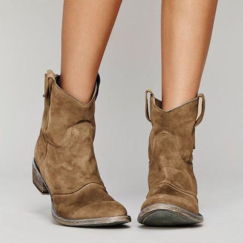 MOREAU LYON | BOTTES CLASSIQUES EN DAIM À TALONS BLOCS WESTERN POUR FEMMES