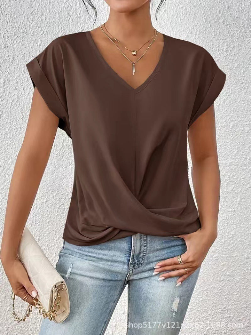MOREAU LYON | T-SHIRT À COL EN V ÉLÉGANT POUR FEMME