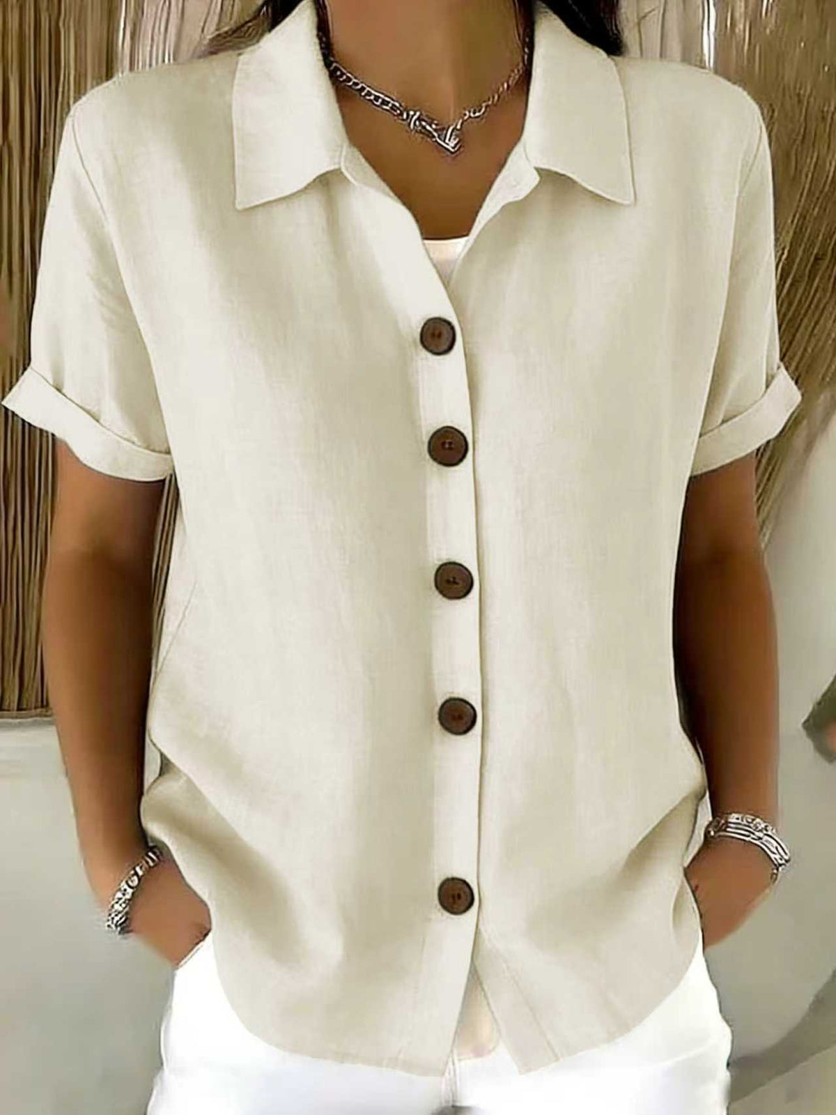 MOREAU LYON | CHEMISE À MANCHES COURTES AVEC COL POUR FEMMES