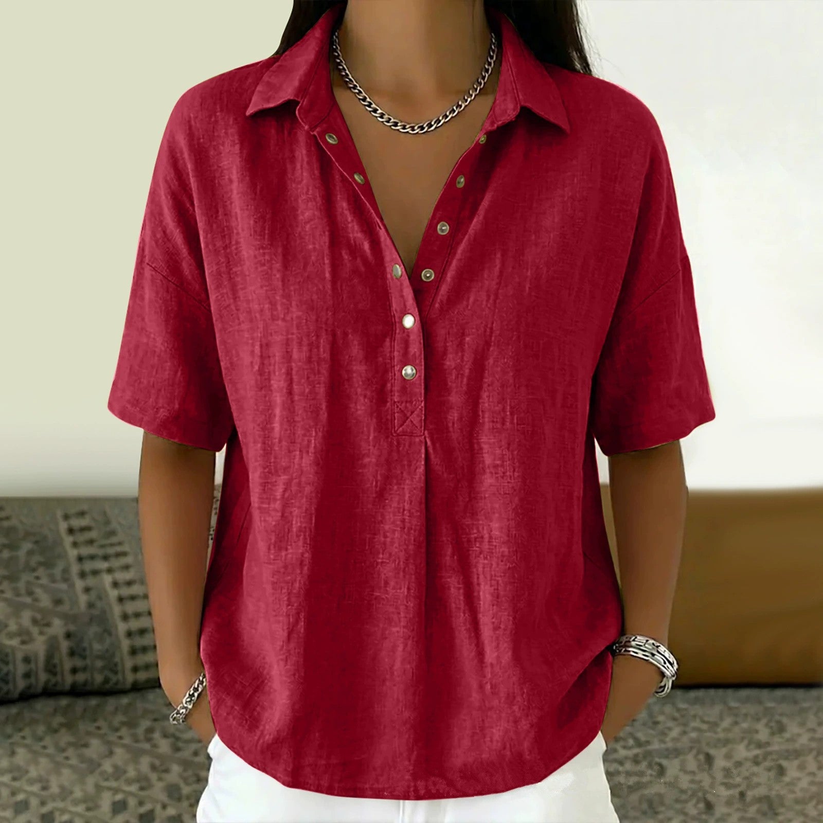 MOREAU LYON | CHIC BLOUSE COL V POUR FEMMES