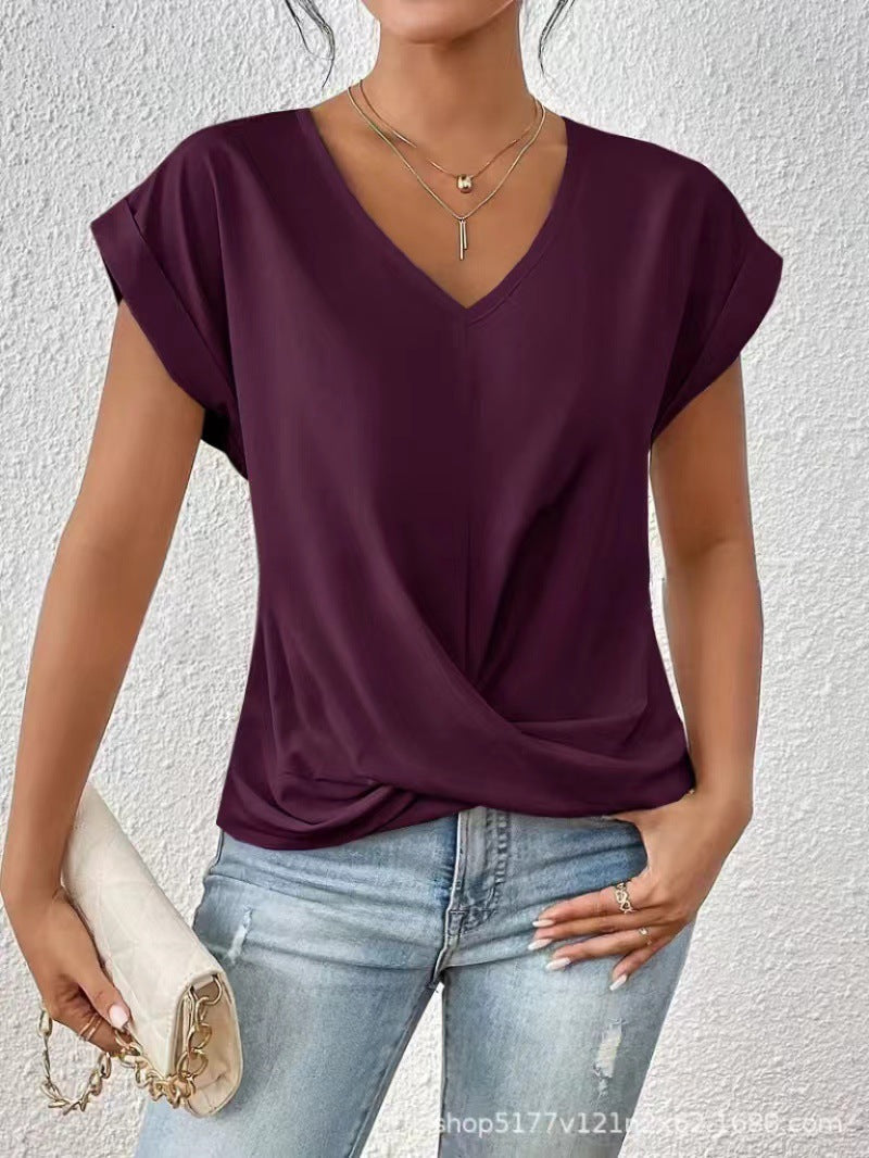 MOREAU LYON | T-SHIRT À COL EN V ÉLÉGANT POUR FEMME