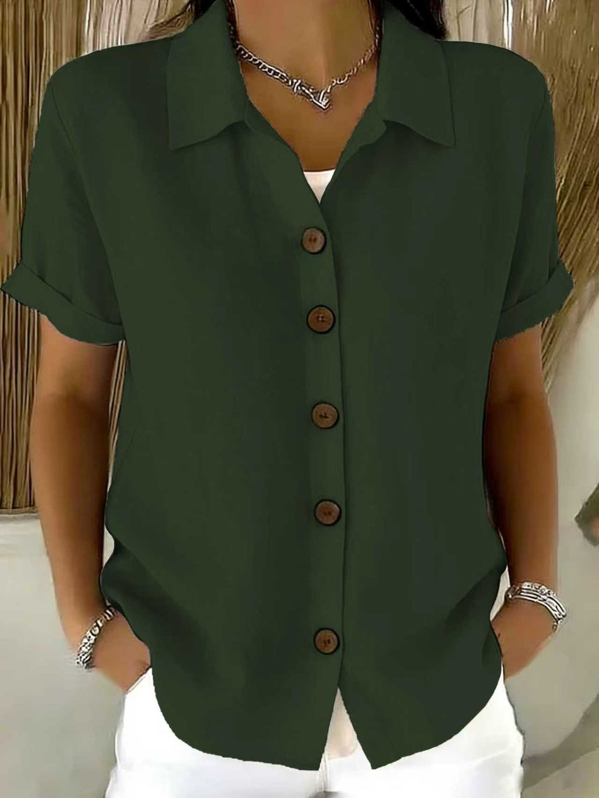 MOREAU LYON | CHEMISE À MANCHES COURTES AVEC COL POUR FEMMES