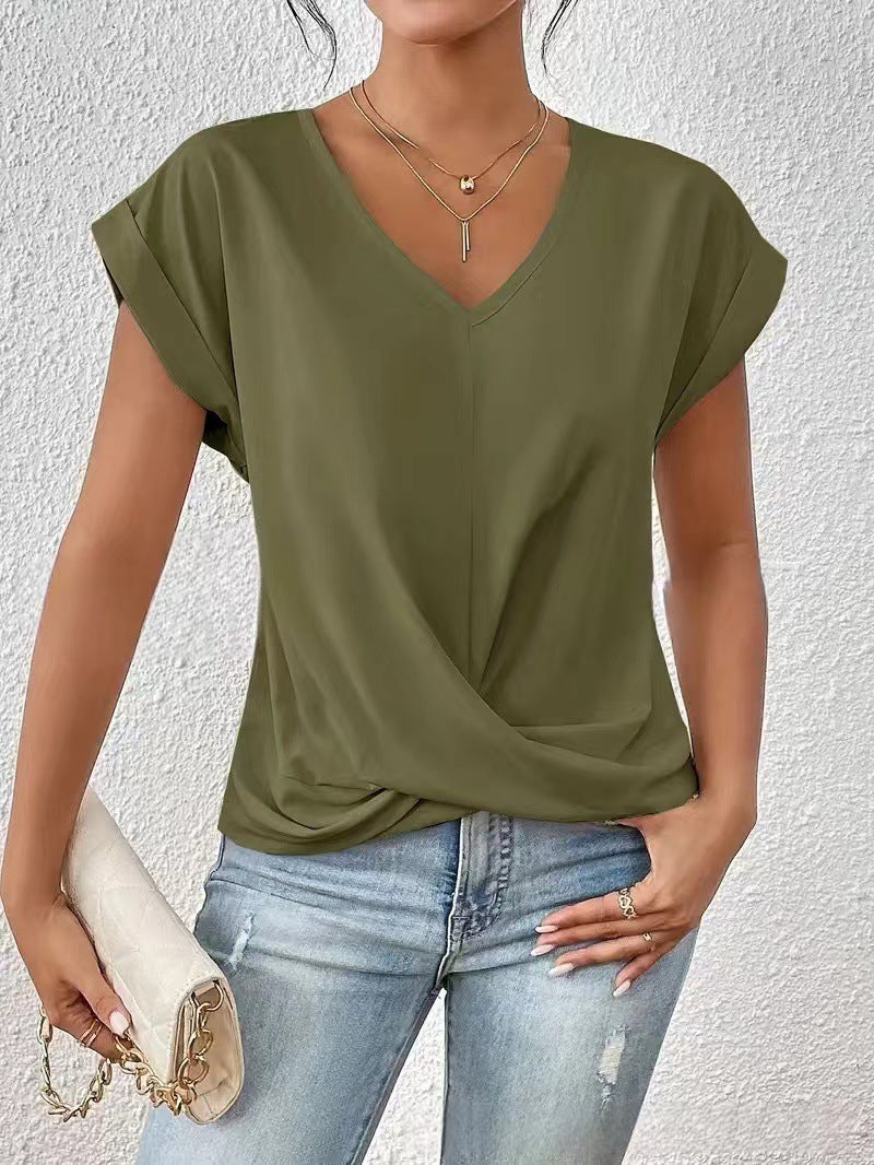 MOREAU LYON | T-SHIRT À COL EN V ÉLÉGANT POUR FEMME