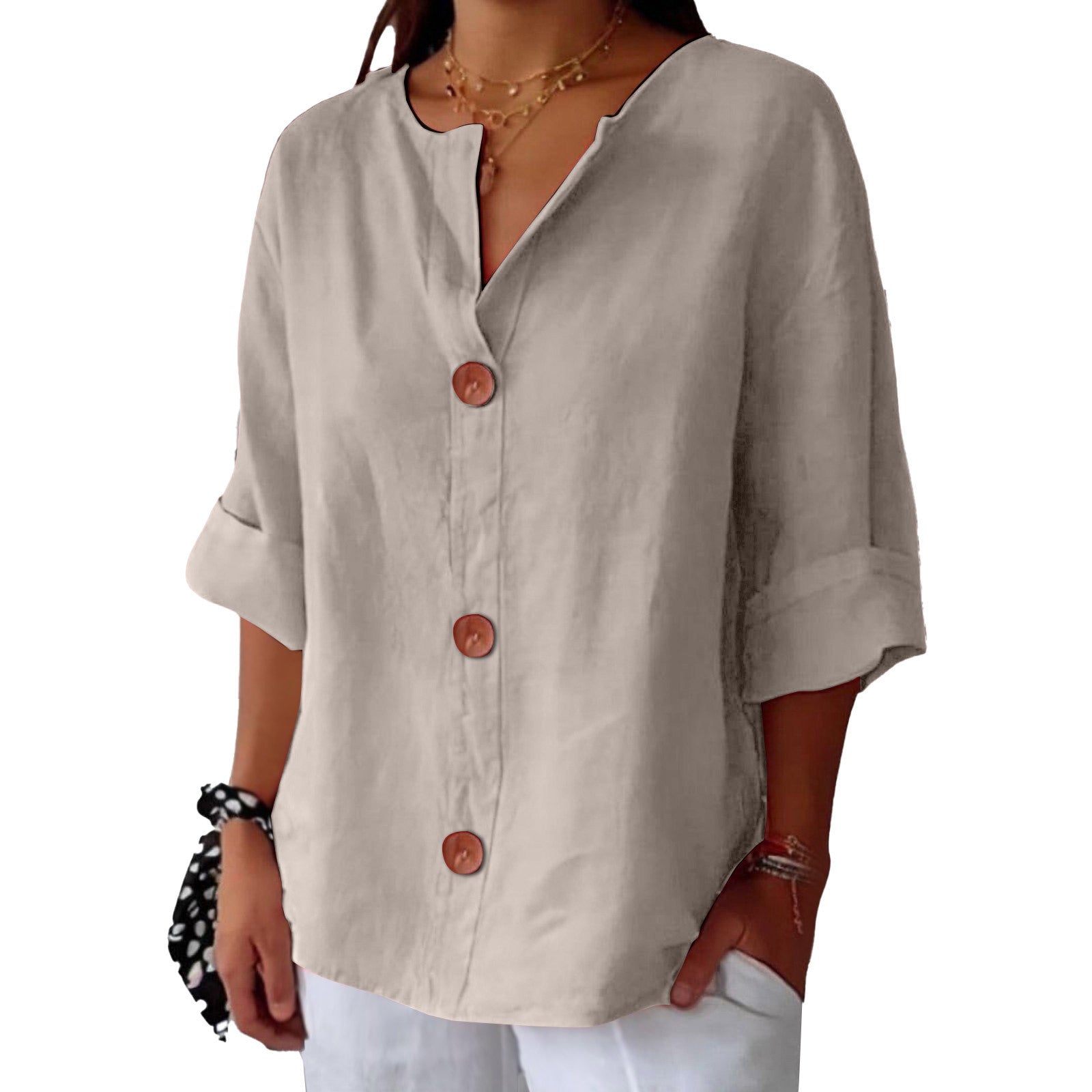 MOREAU LYON | CHEMISE À COL EN V POUR FEMMES