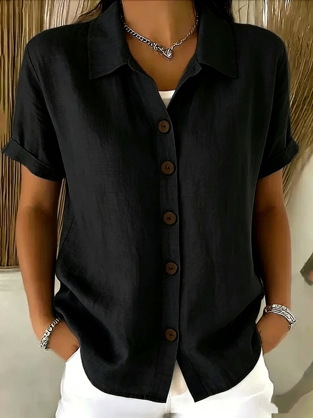 MOREAU LYON | CHEMISE À MANCHES COURTES AVEC COL POUR FEMMES
