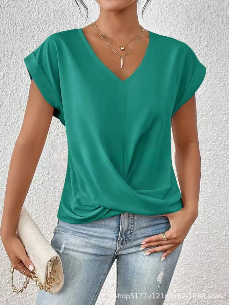 MOREAU LYON | T-SHIRT À COL EN V ÉLÉGANT POUR FEMME