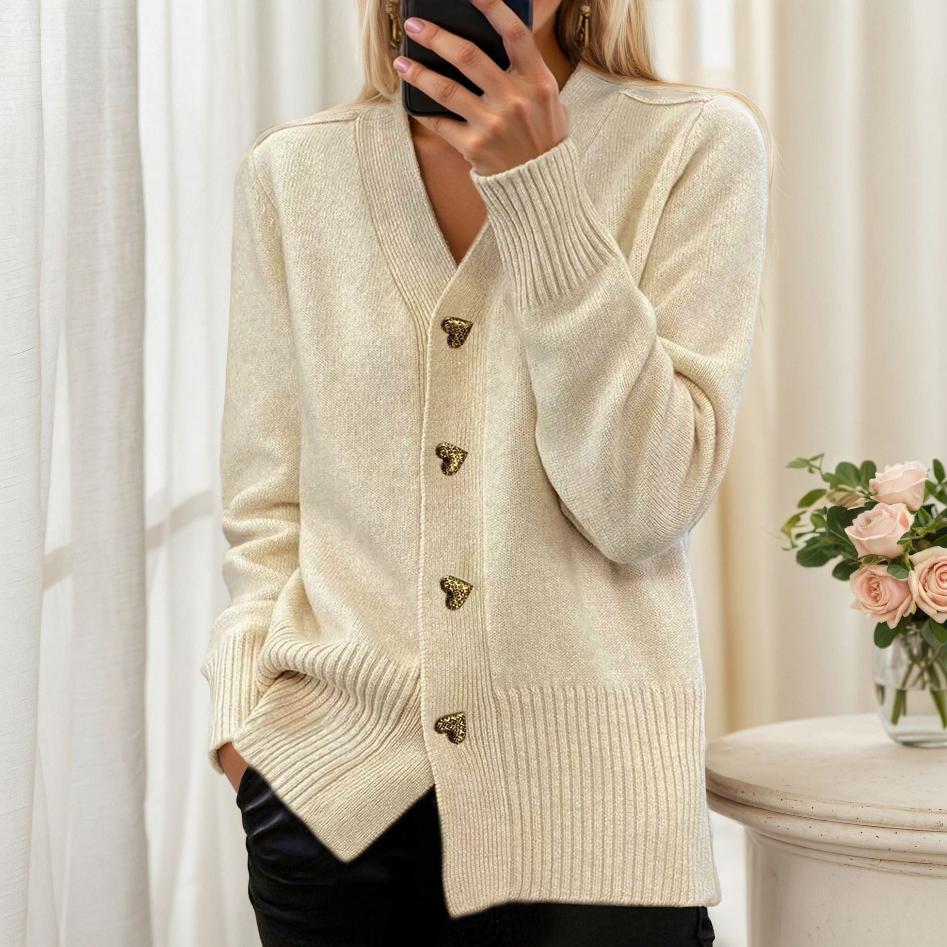 MOREAU LYON | GILET À BOUTON EN FORME DE CŒUR POUR FEMMES