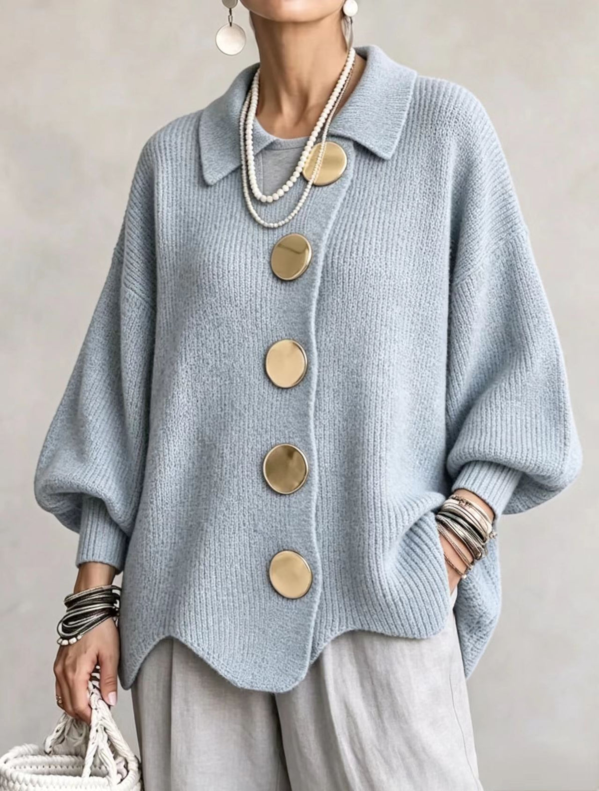 MOREAU LYON | GILET EN TRICOTÉE À COL OVERSIZE POUR FEMMES