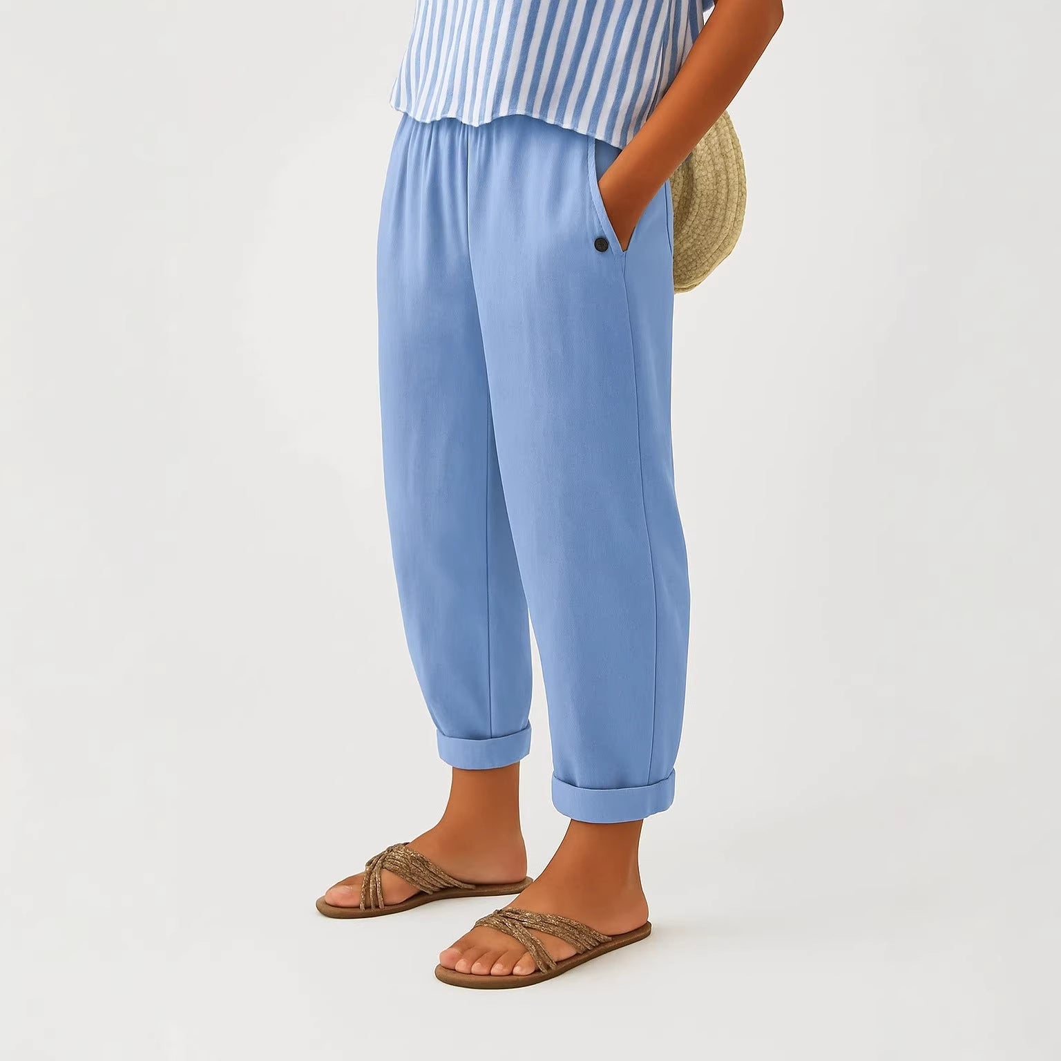 MOREAU LYON | PANTALON FUSELÉ EN LIN MÉLANGÉ POUR FEMMES