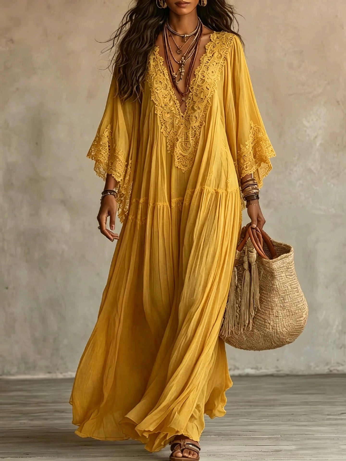 MOREAU LYON | ÉLÉGANTE ROBE MAXI EN DENTELLE POUR FEMMES