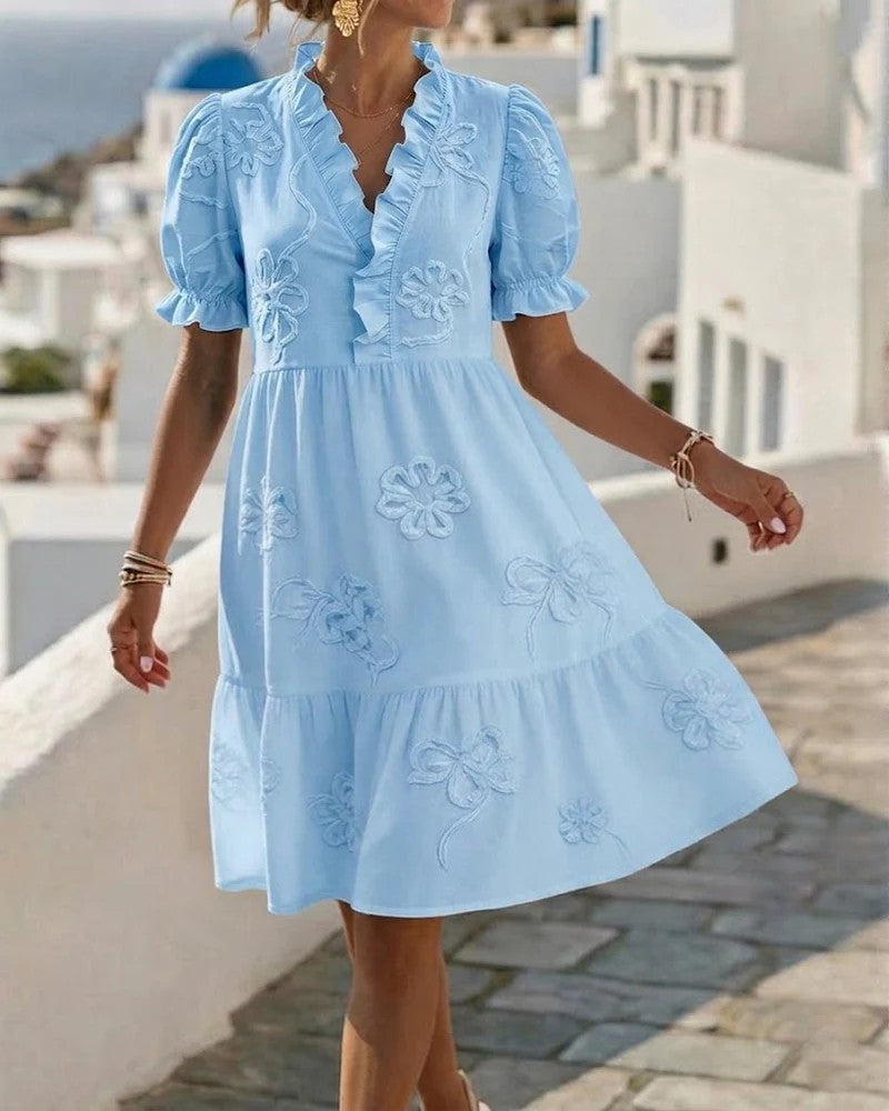 MOREAU LYON | ROBE À VOLANTS BRODÉE POUR FEMMES
