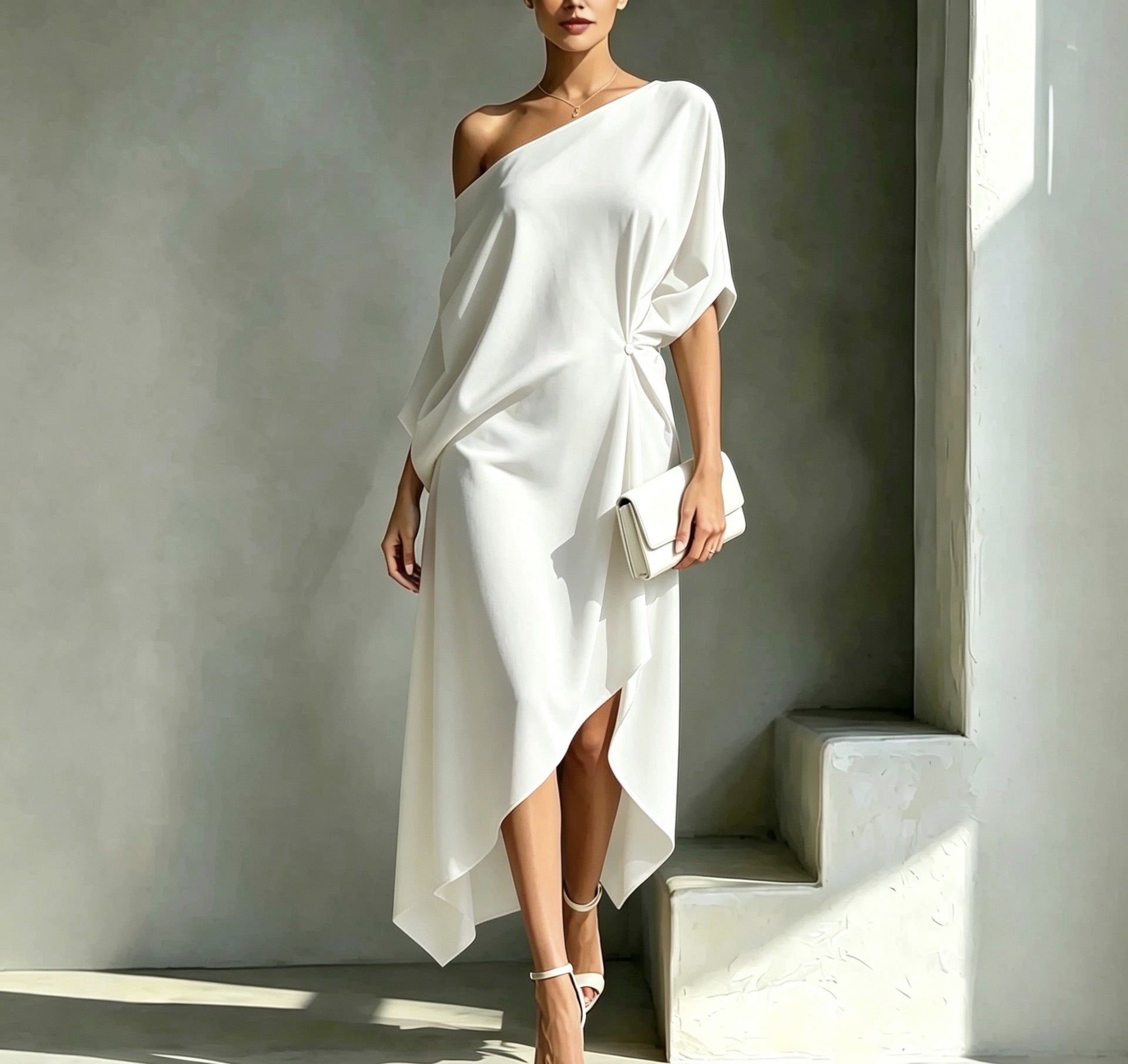 MOREAU LYON | ROBE DRAPÉE À UNE ÉPAULE POUR FEMMES