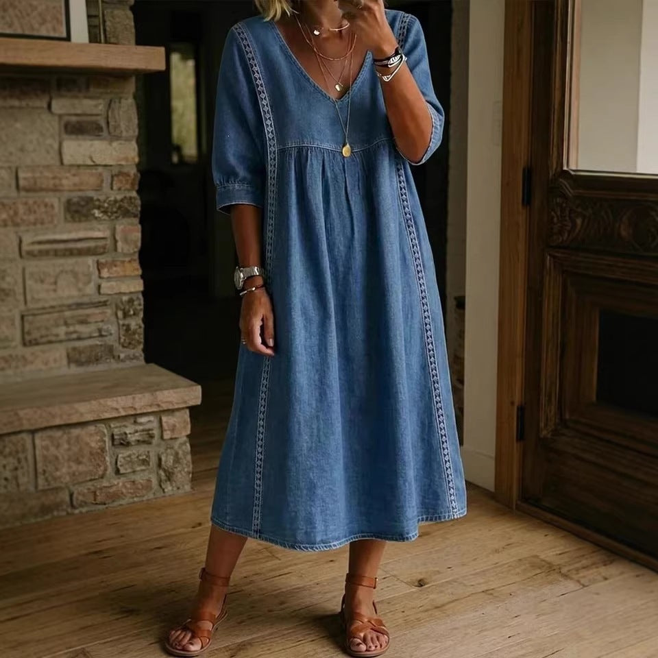 MOREAU LYON | ROBE MIDI CLASSIQUE COL V FEMME