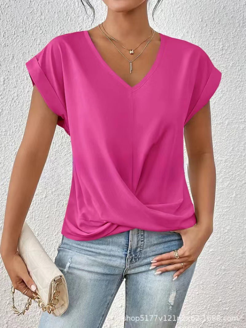 MOREAU LYON | T-SHIRT À COL EN V ÉLÉGANT POUR FEMME