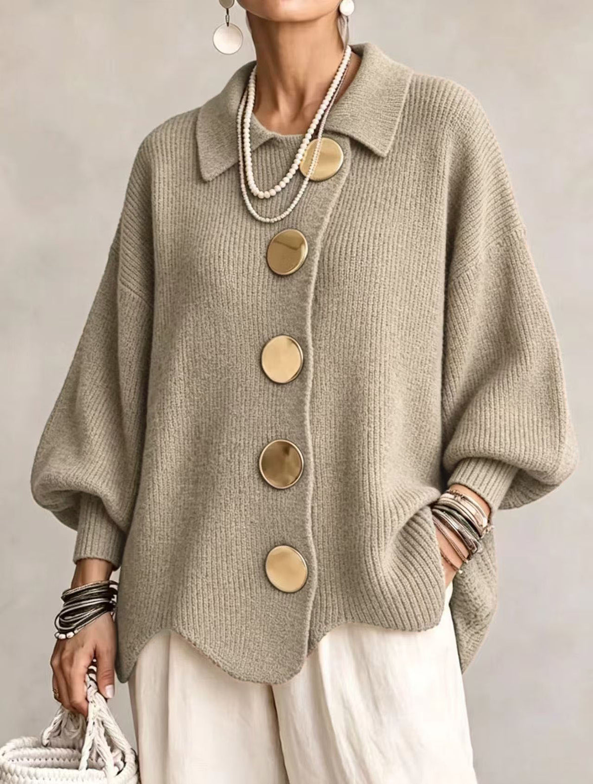 MOREAU LYON | GILET EN TRICOTÉE À COL OVERSIZE POUR FEMMES