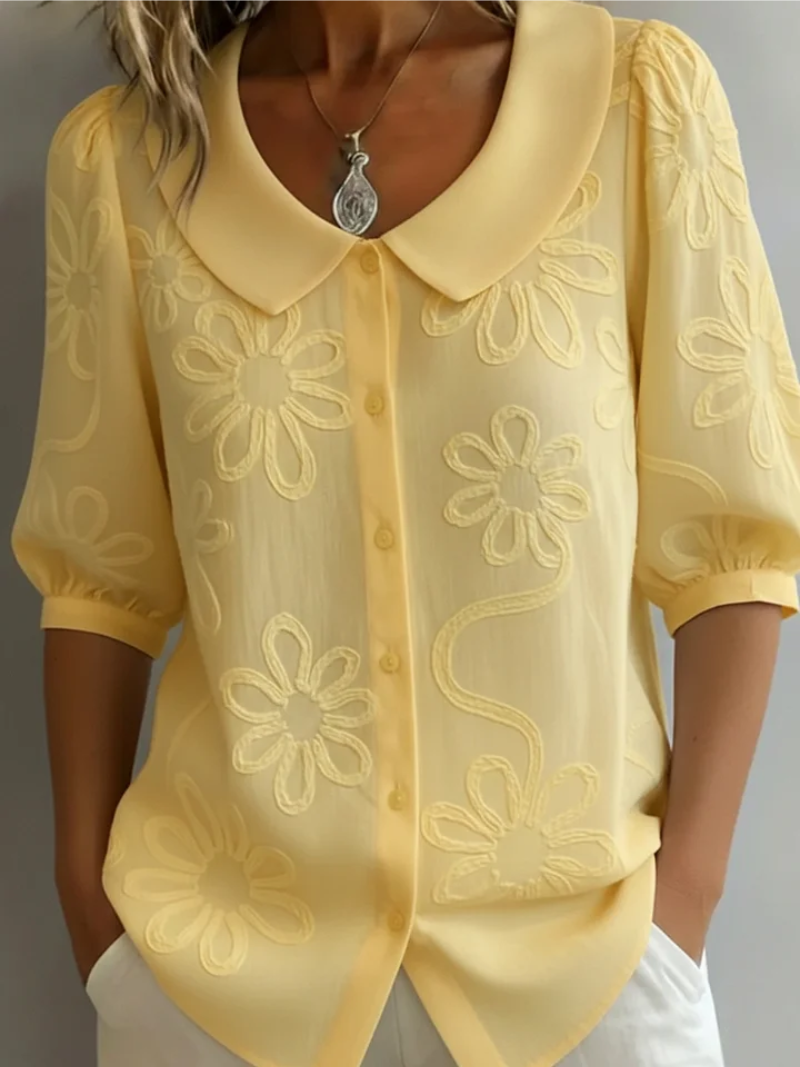 MOREAU LYON | BLOUSE FLORALE COL ROND POUR FEMMES