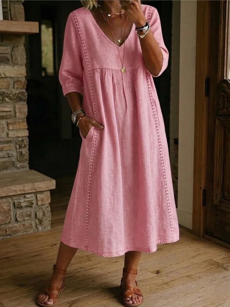 MOREAU LYON | ROBE MIDI CLASSIQUE COL V FEMME