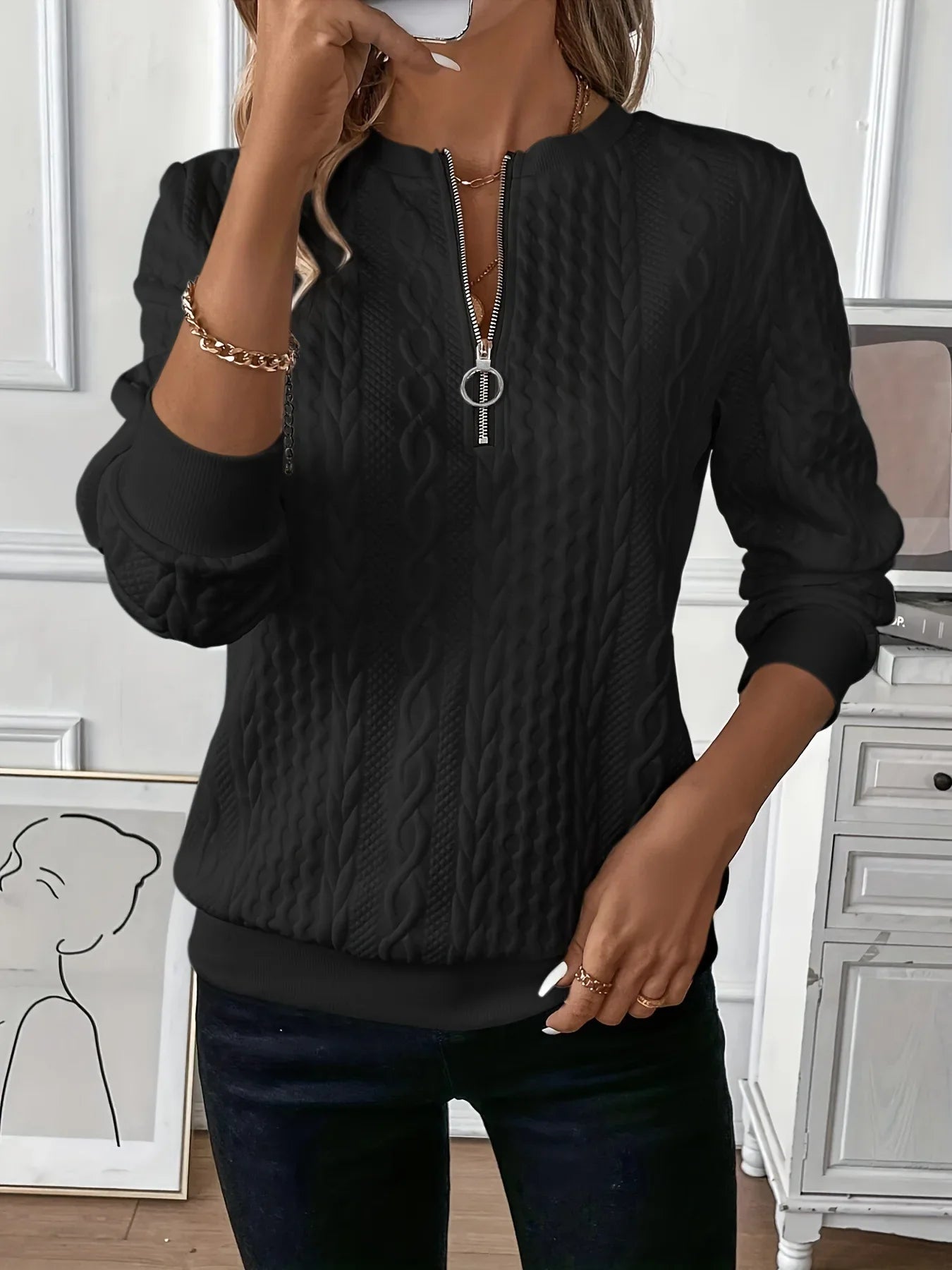 MOREAU LYON | SWEAT ZIPPÉ TEXTURÉ POUR FEMMES