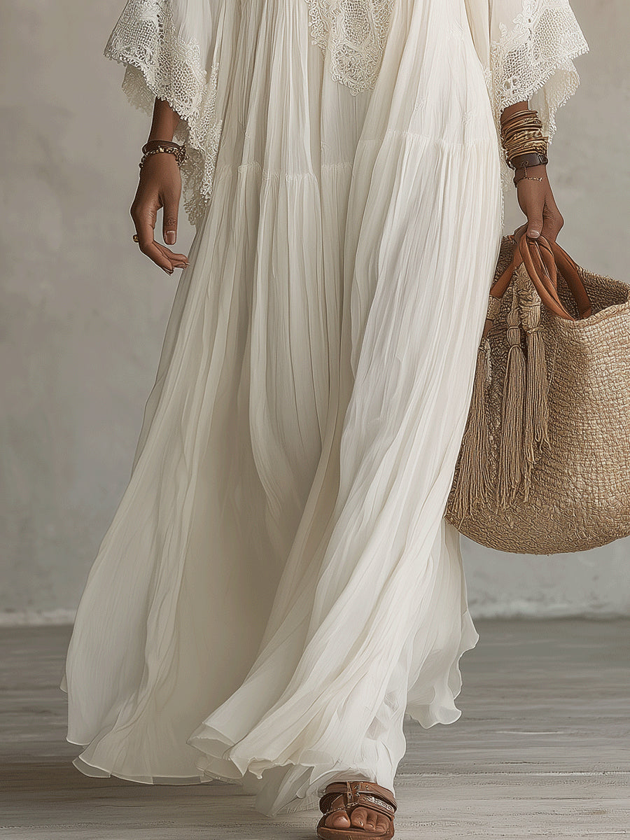 MOREAU LYON | ROBE MAXI AVEC DENTELLE POUR FEMMES