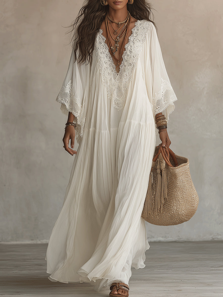 MOREAU LYON | ÉLÉGANTE ROBE MAXI EN DENTELLE POUR FEMMES