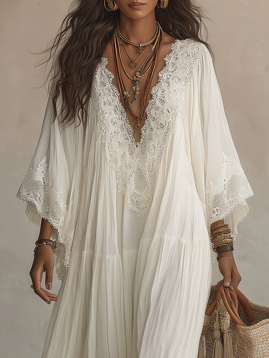 MOREAU LYON | ROBE MAXI AVEC DENTELLE POUR FEMMES
