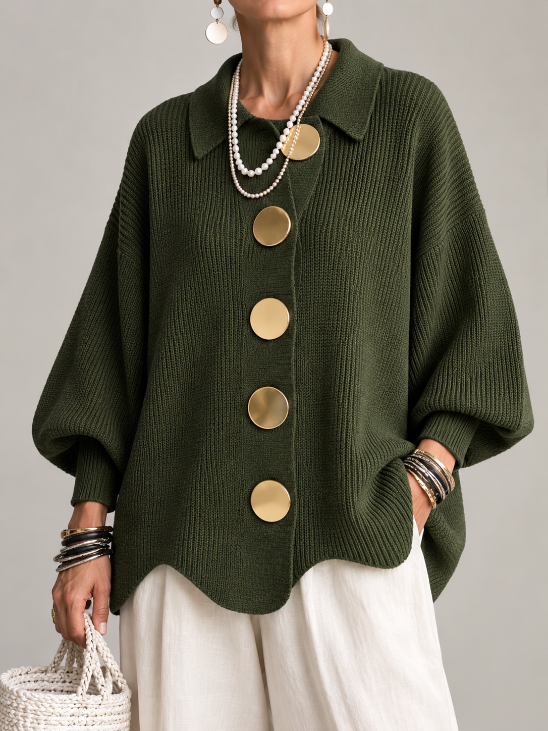 MOREAU LYON | GILET EN TRICOTÉE À COL OVERSIZE POUR FEMMES