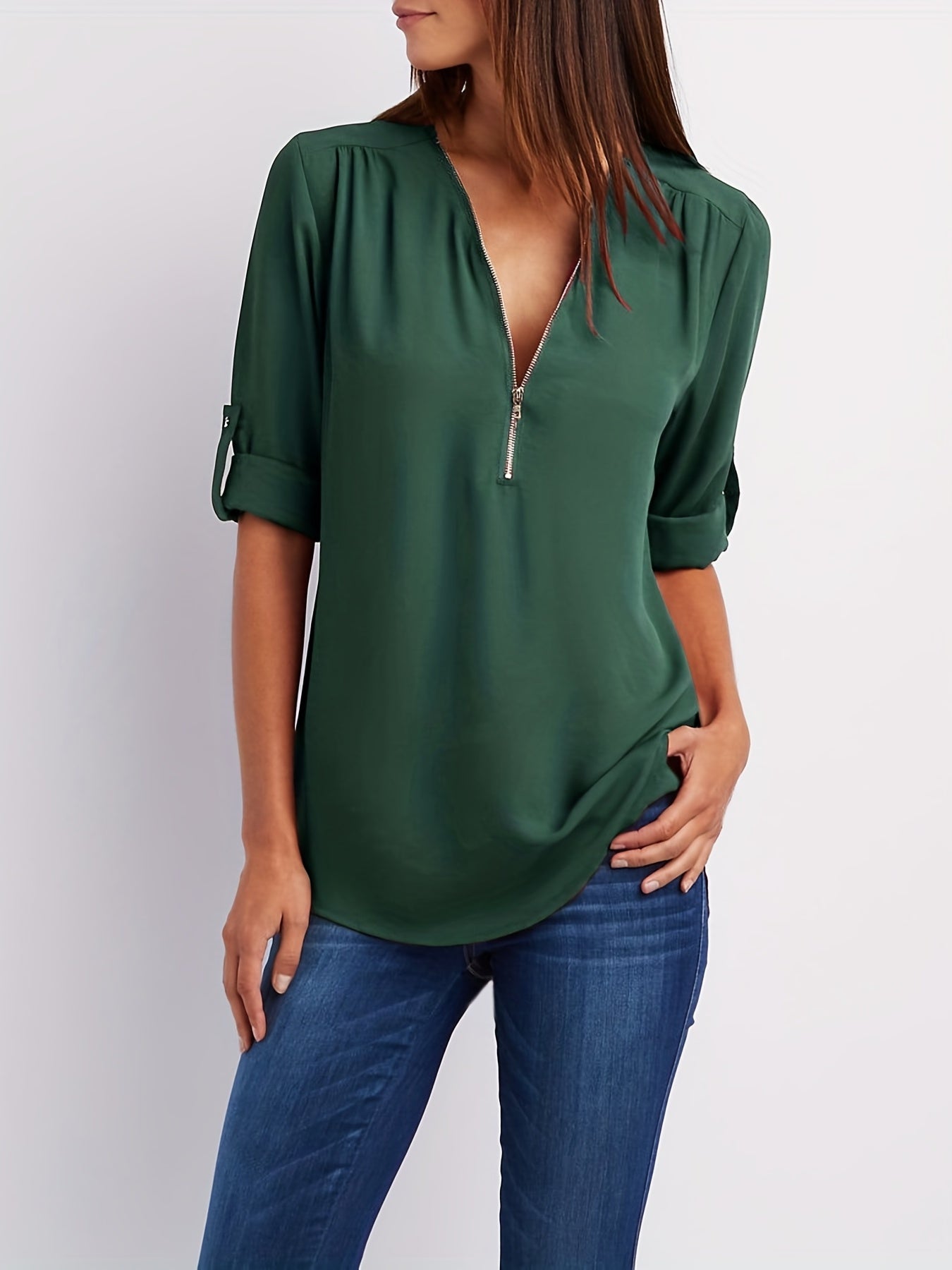 MOREAU LYON | BLOUSE À COL EN V ZIP POUR FEMMES