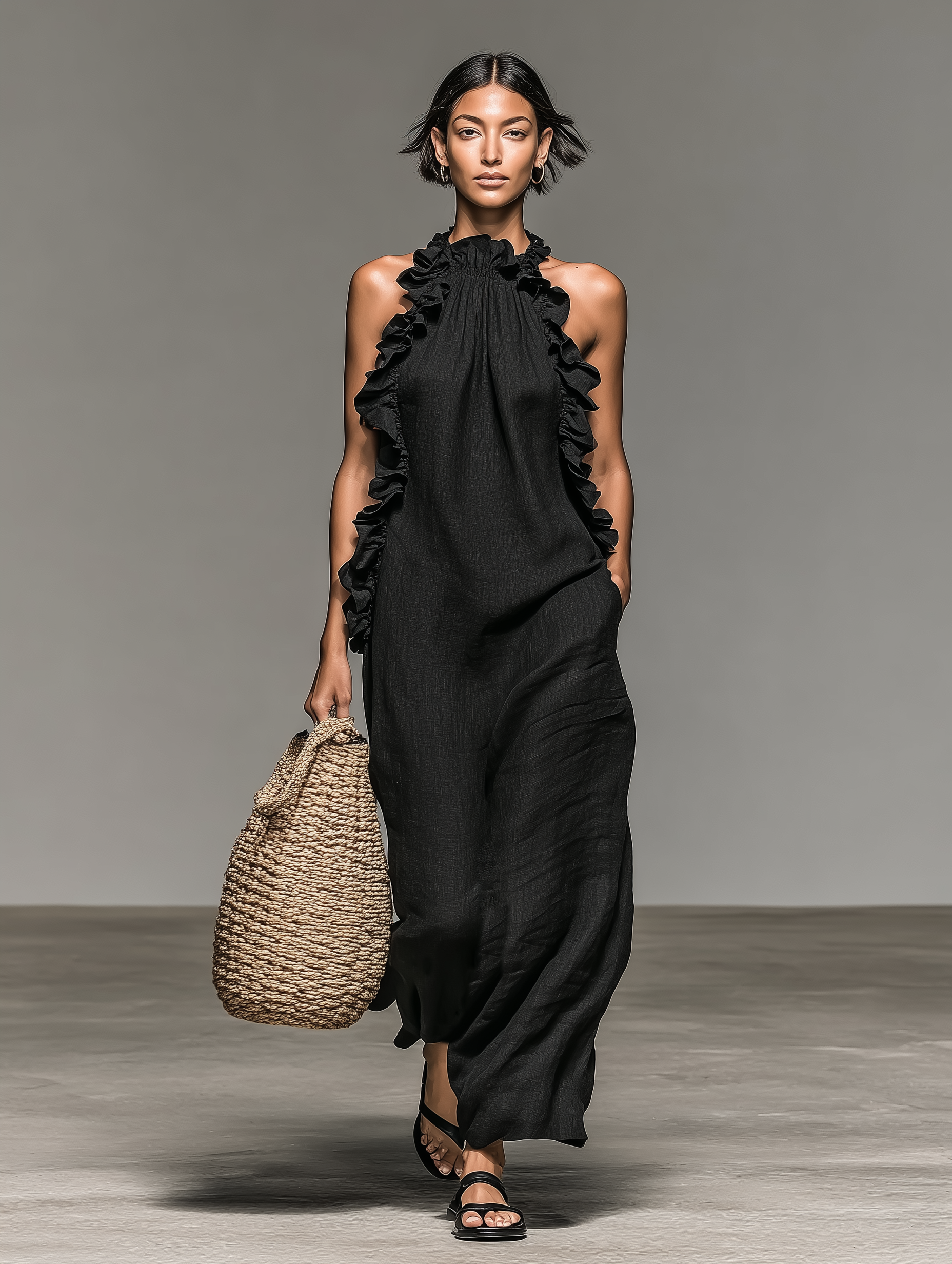 MOREAU LYON | ROBE MAXI VOLANTÉE POUR FEMMES