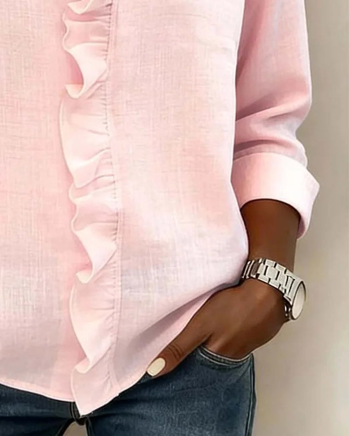 MOREAU LYON | BLOUSE À COL VOLANTÉ EN V POUR FEMMES