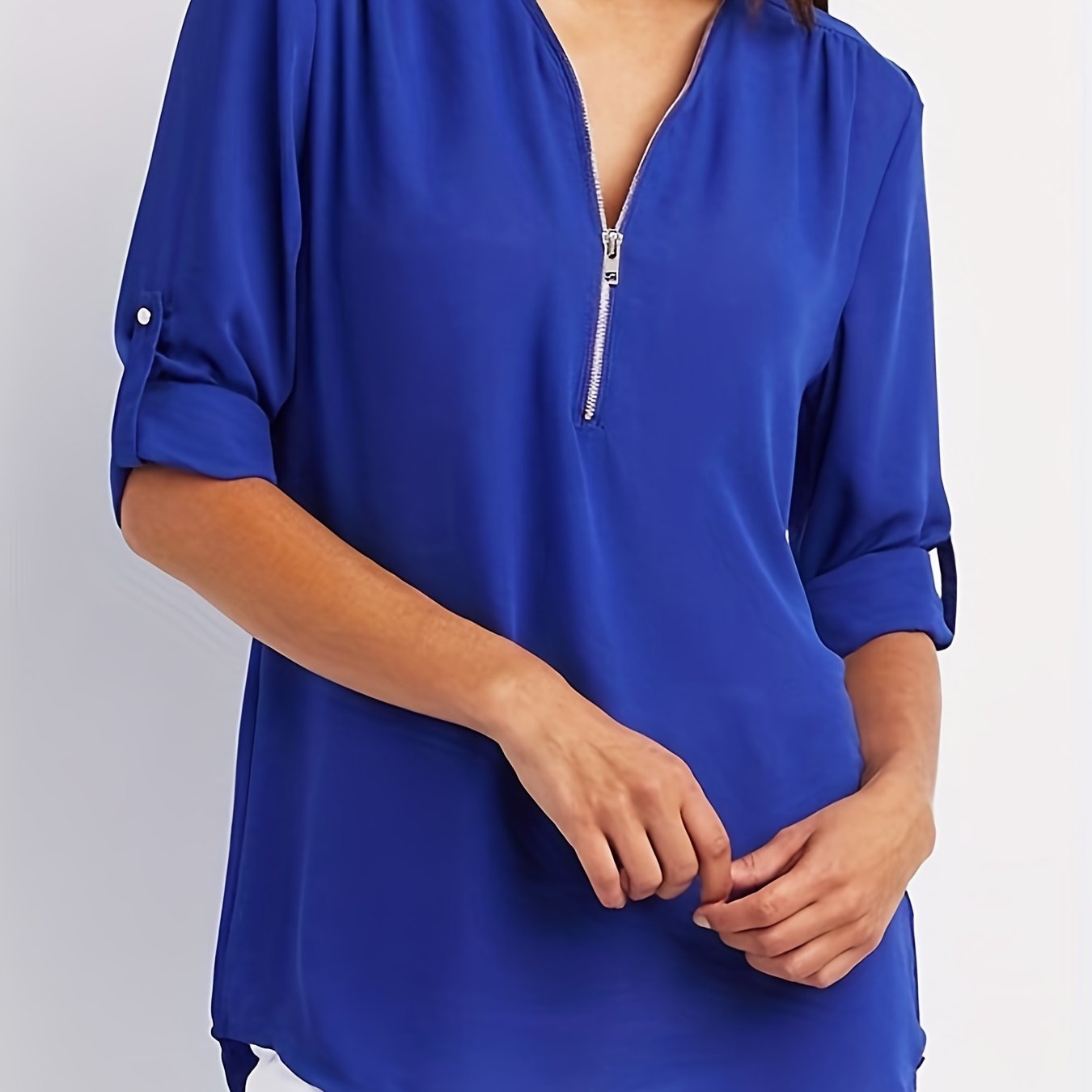 MOREAU LYON | BLOUSE À COL EN V ZIP POUR FEMMES