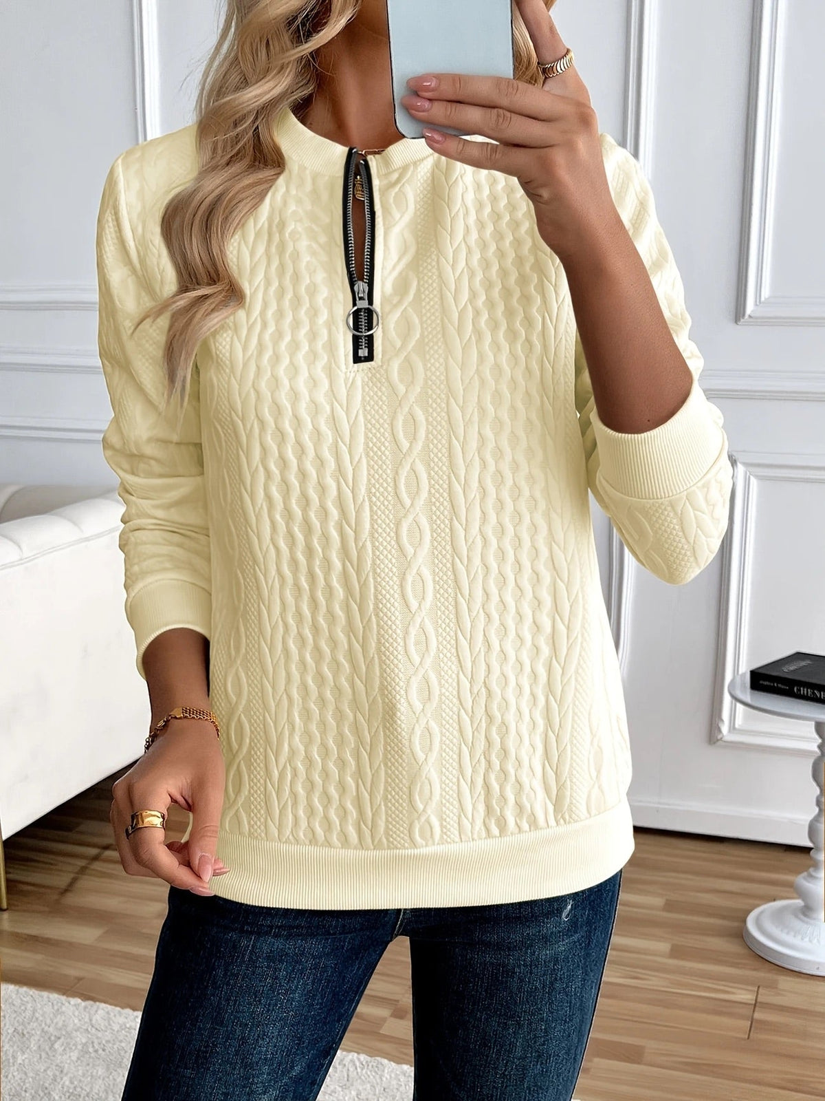 MOREAU LYON | SWEAT TEXTURÉ ZIPPÉ POUR FEMMES