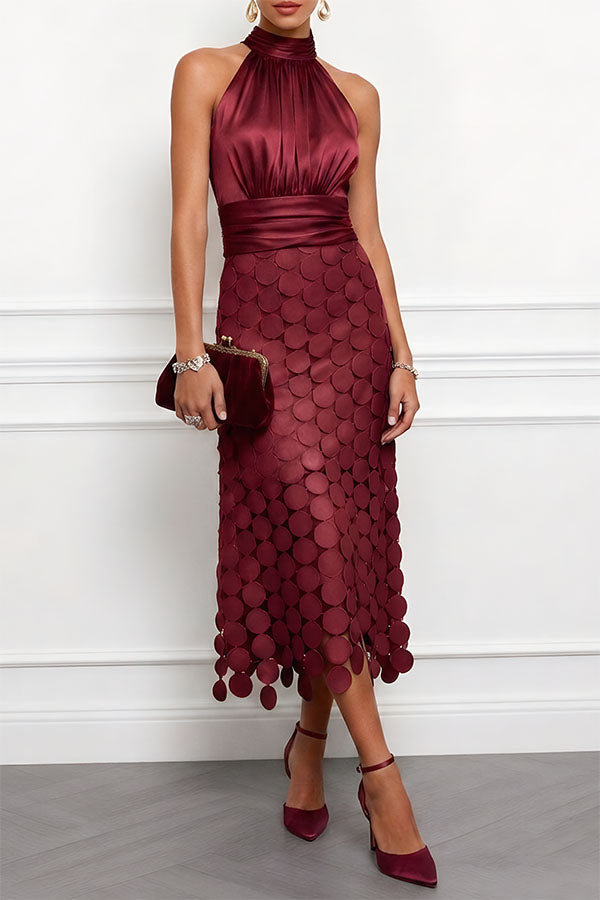 MOREAU LYON | ROBE MIDI CHIC À COL HALTER POUR FEMMES