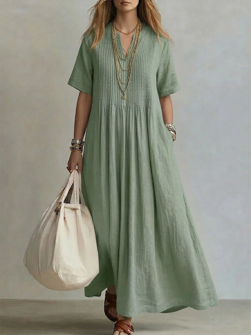 MOREAU LYON | ROBE LONGUE PLISSÉE LÂCHE POUR FEMMES